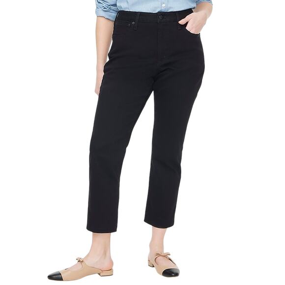 NWT J.Crew Factory Black High Rise Curvy Straight Jeans 26P Petite - Picture 1 of 9